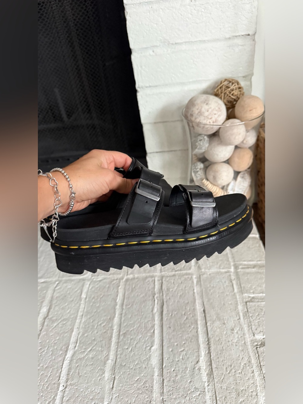 Dr. Martens Josef Hydro Leather Platform Sandals Black Double Buckle EU 38 US 6 - Picture 3 of 11